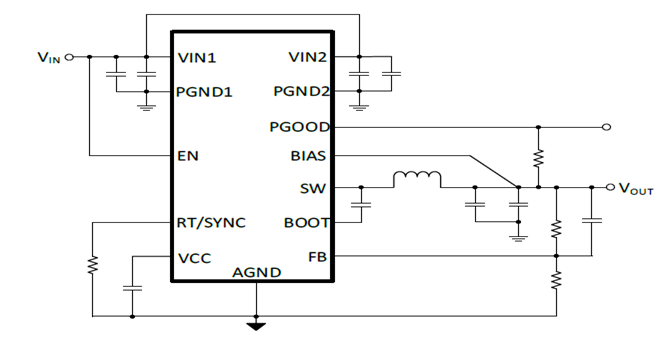 3.5V-40V输入，6A，高效同步降压型DCDC变换器